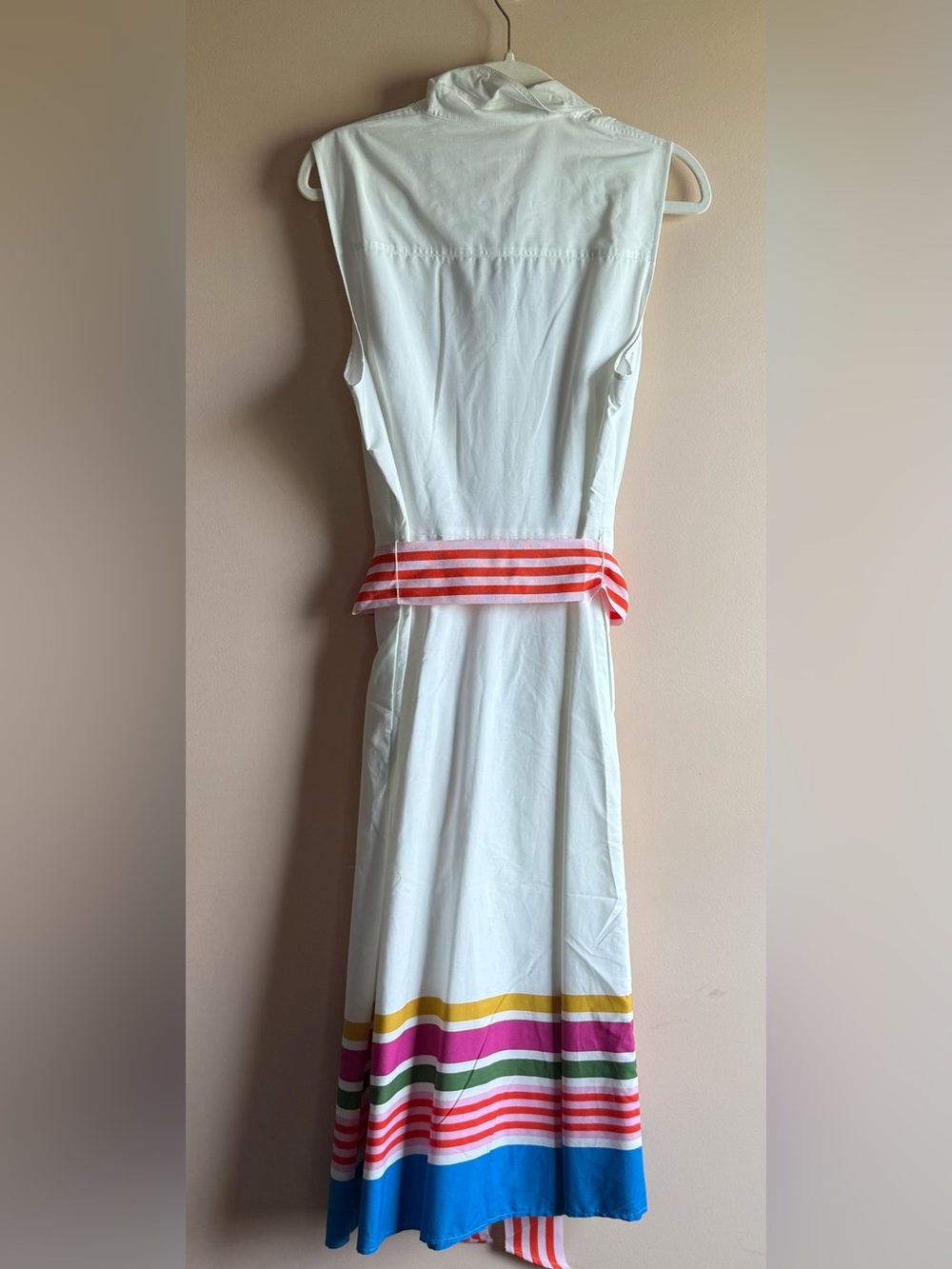 Boden White Dress with Pink Hanger Loop Detail - Picture 3 of 3